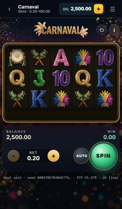 Carnaval slot on a phone